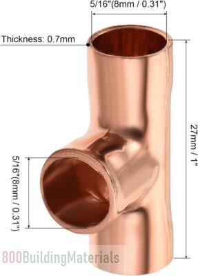 MECCANIXITY Tee Copper Fitting 3 Way Welding Joint for HVAC Air Conditioner mea211222ee0146