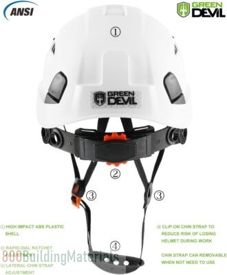 GREEN DEVIL Safety Helmet Hard Hat Adjustable Lightweight Vented ABS