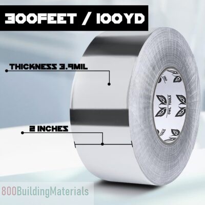 Owl Tools Aluminum Foil HVAC Tape (2″ x 300′ – 5X Longer Than The Competition) 3.9 mil