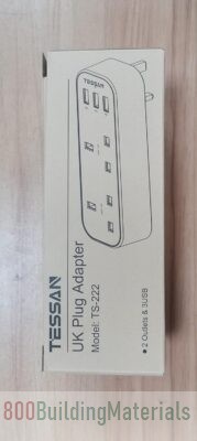 TESSAN Double Plug Adaptor with 3 USB, 2 Way Multi Plugs Extension TS-222