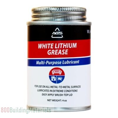 AGS Company Lith-Ease White Lithium Grease, 4oz. Brush Top Can, Water and Heat Resistant WL-44