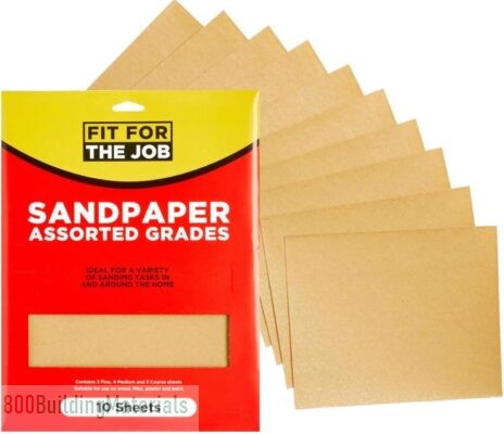 Fit For The Job 10 Large A4 Size Sheets Sandpaper Assorted Grades FFJASP10A