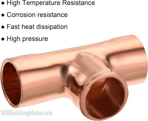 MECCANIXITY Tee Copper Fitting 3 Way Welding Joint for HVAC Air Conditioner mea211222ee0146
