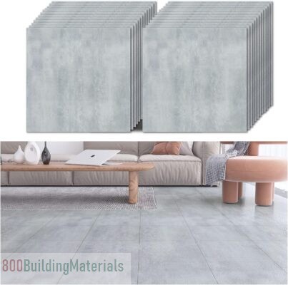 VEELIKE PVC Floor Concrete Look Vintage Vinyl Flooring Self-Adhesive PVC Flooring Grey Tile