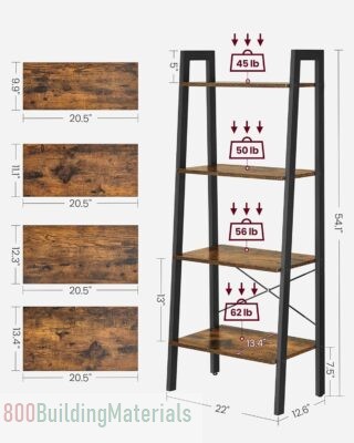 Vasagle Industrial Ladder Shelf, 4 Tier Bookshelf Ladder Bookcase