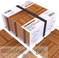 INTERBUILD REAL WOOD Acacia Hardwood Interlocking Patio Deck Tiles DET02000