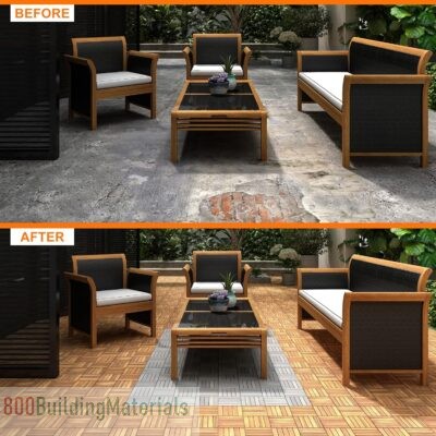INTERBUILD REAL WOOD Acacia Hardwood Interlocking Patio Deck Tiles DET02000