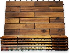 Majestick Goods Interlocking Deck Tiles 24 x 12 Long Boards – Snap Together Wood Flooring 6 Pack