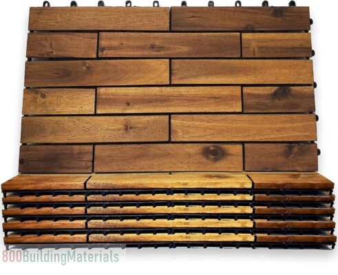 Majestick Goods Interlocking Deck Tiles 24 x 12 Long Boards – Snap Together Wood Flooring 6 Pack