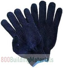Cotton Knitted Blue PVC Double Side Dotted Gloves (Pair of 12)