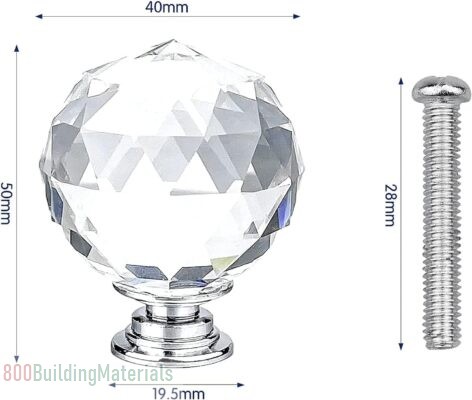 Tepengdie Crystal Glass Knobs Set 40505050505050505