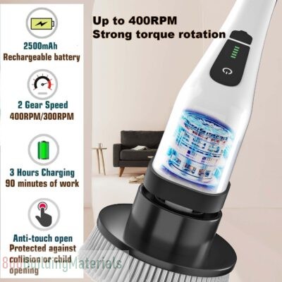 MGLSDeet Electric Spin Scrubber Rechargeable Cleaning Brush 8050