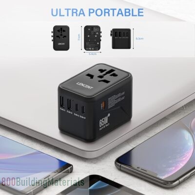 LENCENT Fast Charging Universal Travel Adapter with 2 USB Ports & 3 USB-C PD Fast Charging 636DV