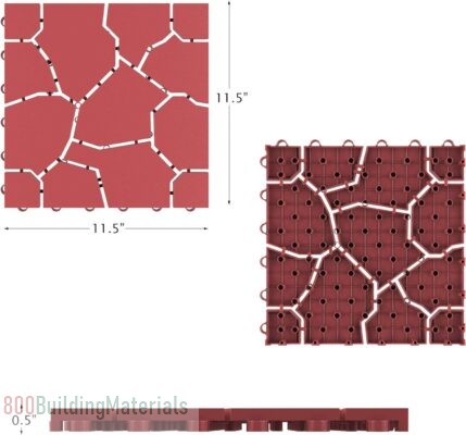 Pure Garden Brick Red Interlocking Tiles 50-LG1172