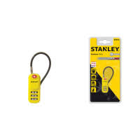 Stanley Padlock Zinc 20mm 3-Digit Combination Wire TSA Yellow