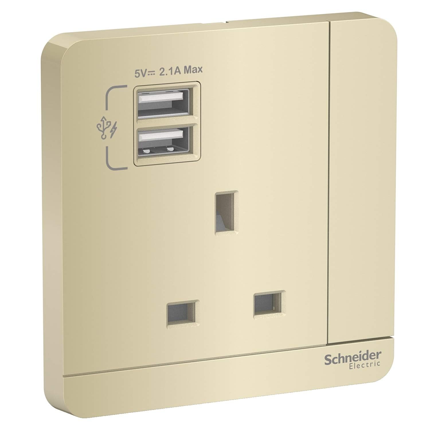 Schneider Electric AvatarOn, 1 Gang, Socket with USB, 13A, Wine Gold