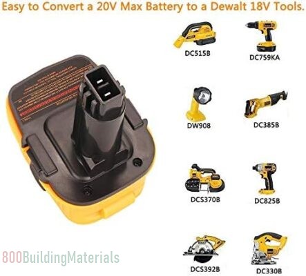 Edtran Battery Adapter for Dewalt 18V-20V Converter with [USB 5V 2A Output] -DCA1820