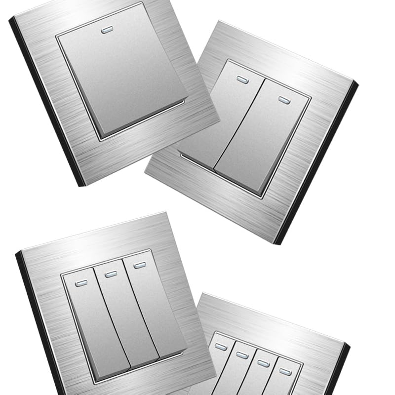 MEI JIA Silver Brushed aluminum alloy panel household light switch for wall
