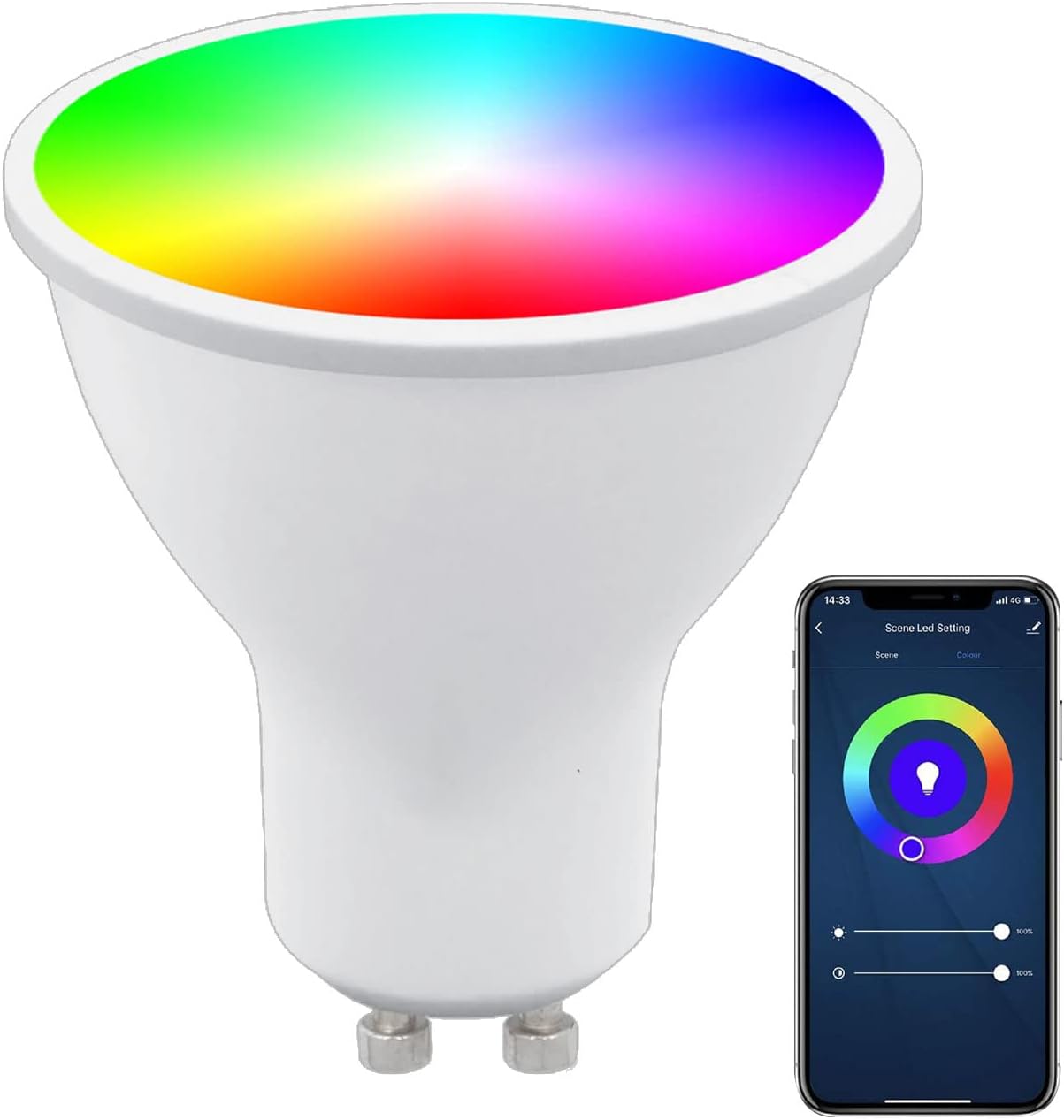 WiFi LED Spot Light Bulb 5W GU10 Dimmable Spotlight, RGB
