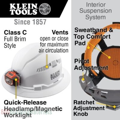 Klein Tools Hard Hat w/Alkaline Light