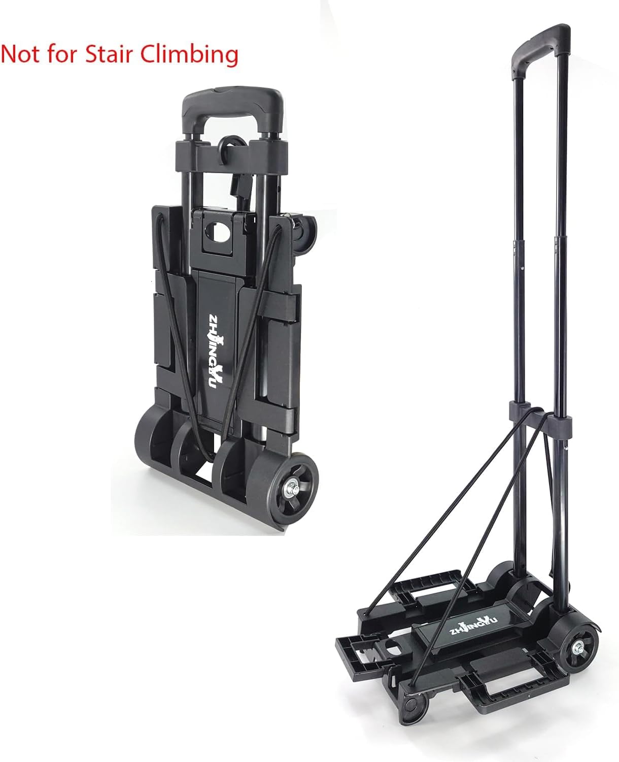 Folding Hand Truck Iron Tube Pull Rod Folding Cart Foldable Trolley with Wheels