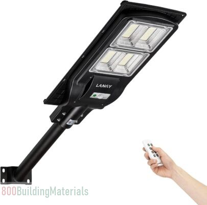 LANGY High Lumens LED Solar Power Street Lamp Outdoor Dusk to Dawn