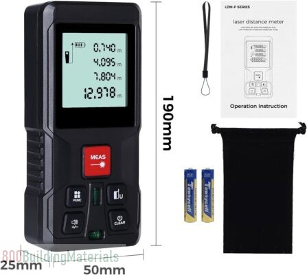Ponicozy Laser Measure Device 120m LCD Digital Laser Distance Meter with 2 Bubble Level