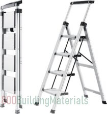 XinSunho Foldable ladder 4 steps stool, Step Ladder With Extendable Handrail