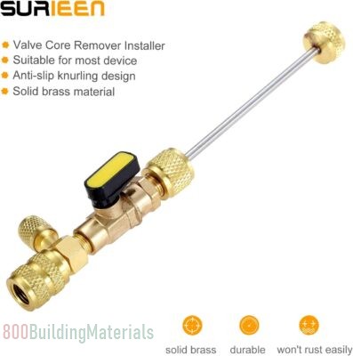 SURIEEN R410A R22 Valve Core Remover Installer Tool with Dual Size SAE 1/4 & 5/16 Port