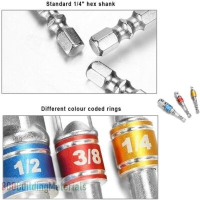 Impact Grade Socket Adapter/Extension Set Turns Power Drill Into High Speed Nut Driver
