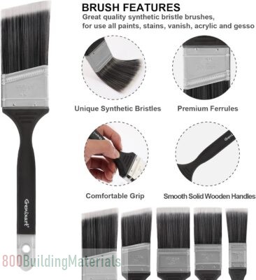Genixart Angle Sash Paint Brush, Wall Trim Stain Brushes Set for Wall & Furniture Painting