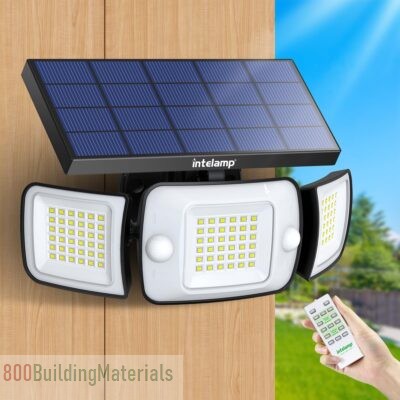 intelamp Solar Outdoor Lights with Remote Control,Solar Motion Sensor Lights with Dual Sensors 6000mAh 1200LM