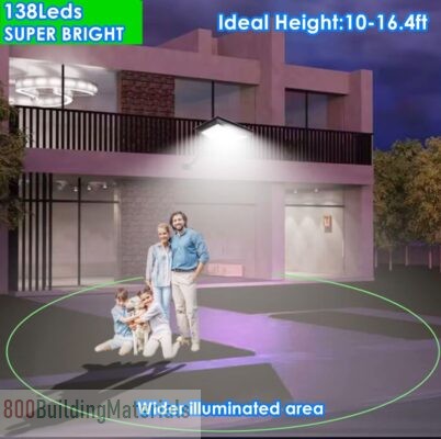 HULPPRE Solar Flood Light-Outdoor Motion Sensor with Remote,Bright 138Leds,Wider Illuminated Area