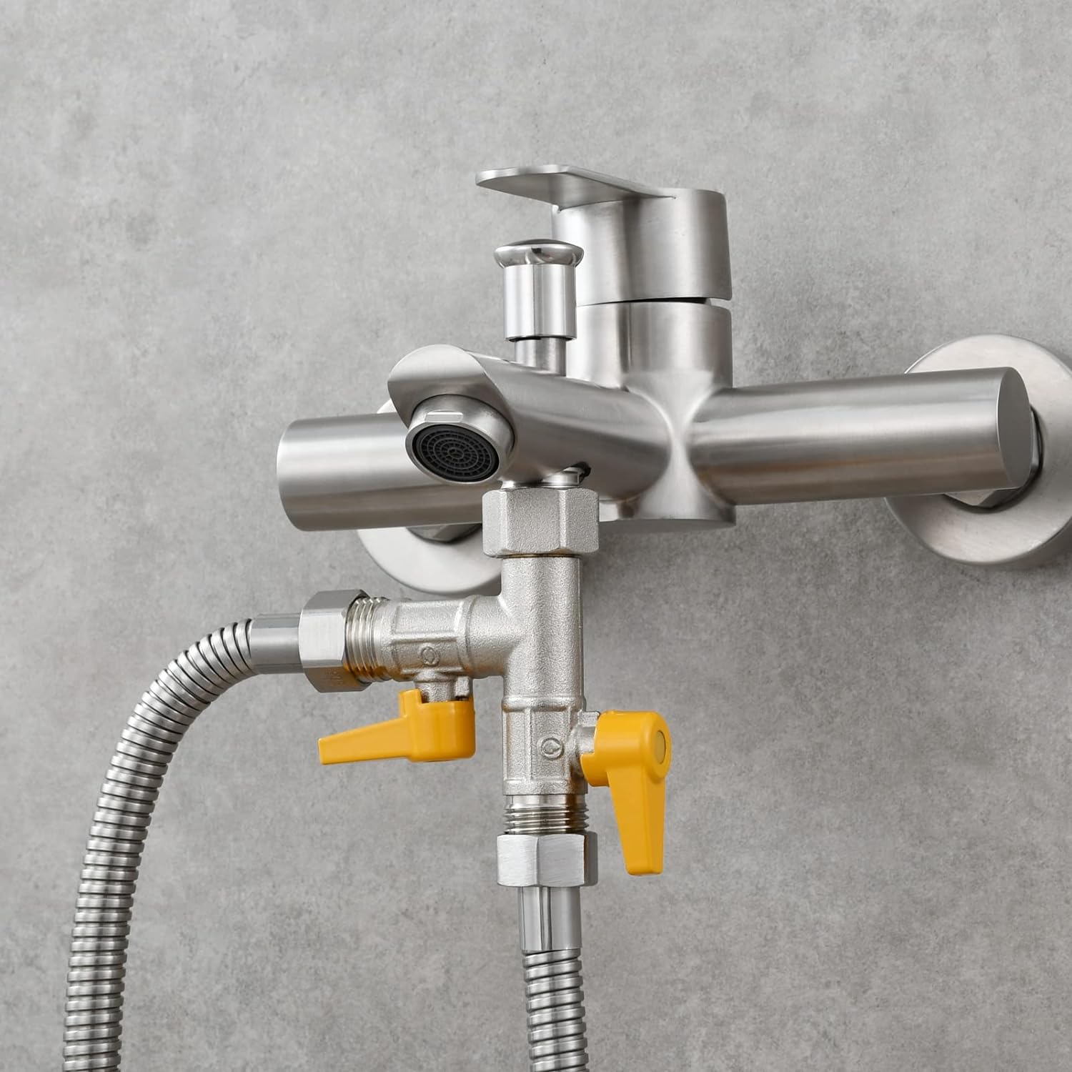 Tecmolog Brass Water Diverter 3 Way Shower Diverter Valve T Adapter Shower Head Shut-Off Valve