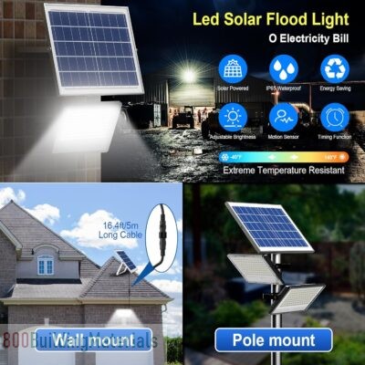 1000W Solar Flood Light Outdoor, 20000LM Bright Security Light