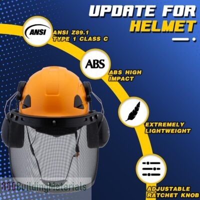 LOHASWORK Safety Hard Hat with Visor – ANSI Z89.1 Approved ABS Adjustable Vented Helmet – 6-Point Suspension