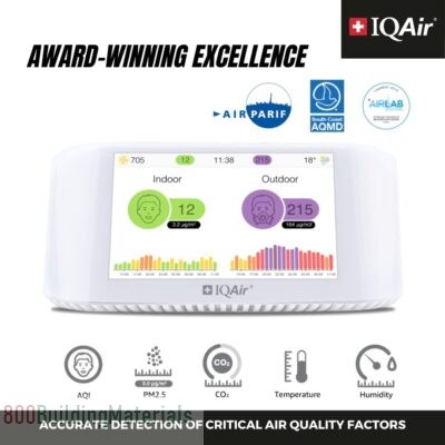 IQAir Air Quality Monitor [PM2.5 Particulate Matter, CO2 Meter, AQI, Temperature, Humidity]