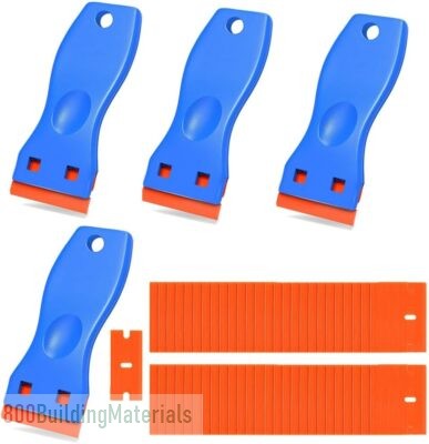 HOOTO 4 Pcs Plastic Razor Blade Scraper and 100 Pcs Plastic Blades Kit