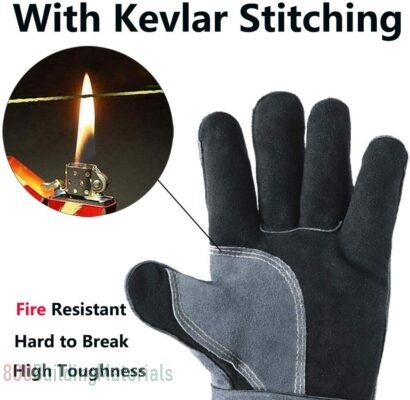 Leather Forge Welding Gloves, with Kevlar Stitching Heat/Fire Resistant