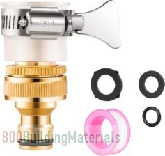 Brass Hose Tap Connector Universal Adapter Faucet Adaptor with 2-in-1 Female Threaded 3/4″ & 1/2″
