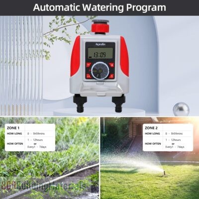 Aqualin Two Outlets Electronic Hose Tap Water Timer Garden Irrigation System Controller Watering Computer Waterproof