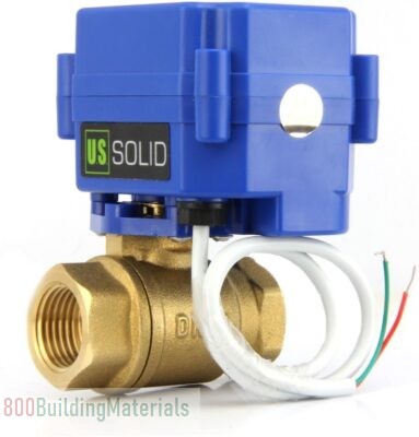 U.S. Solid 1/2″ Motorized Ball Valve Brass Electrical Ball Valve DN15 with Full Port, 9-24V AC/DC, 2 Wire Auto Return Setup