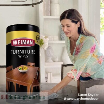Weiman Furniture Wipes, Beautify & Protect, No Build-Up, Contains UVX-15, Pleasant Scent, Surface Safe – 30 count