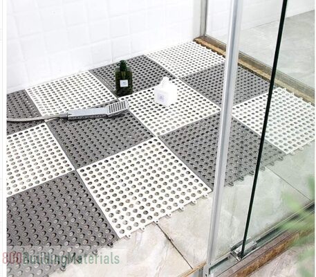 Interlocking Non Slip Drainage Floor Tiles, 11.8 X 11.8 Inch Soft PVC Bath Shower Floor 12 Pack