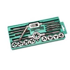 Tap And Die Set With Adjustable Wrench Twisted Hand Tools Silver 25.5 x 2 x 10.5centimeter