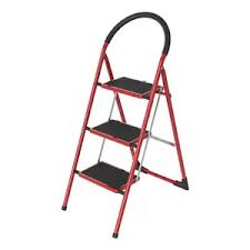 3-Step Indoor Folding Step Ladder Black/Red 121.5 x 13 x 48centimeter