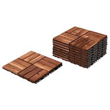 Rubik Acacia Wood Floor Decking Tiles Set brown 30x30x2centimeter – 9 pack