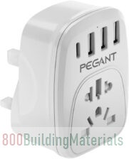 PEGANT USB Plug Wall Charger Power Adapter 5-in-1 Universal Outlet Extender