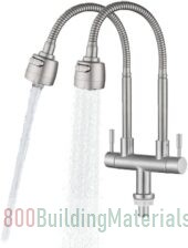 baokemo 304 Stainless Steel Kitchen Faucet Single 360 Degree Rotation Double Head Sink Tap