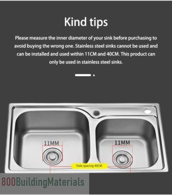 Double Sink Set with Stainless Steel Water Leak- Odor-resistant Drain Kit for Kitchen (R047)